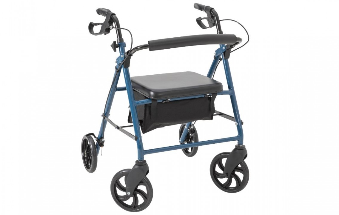 Alerta Four Wheeled Rollator with Solid Back